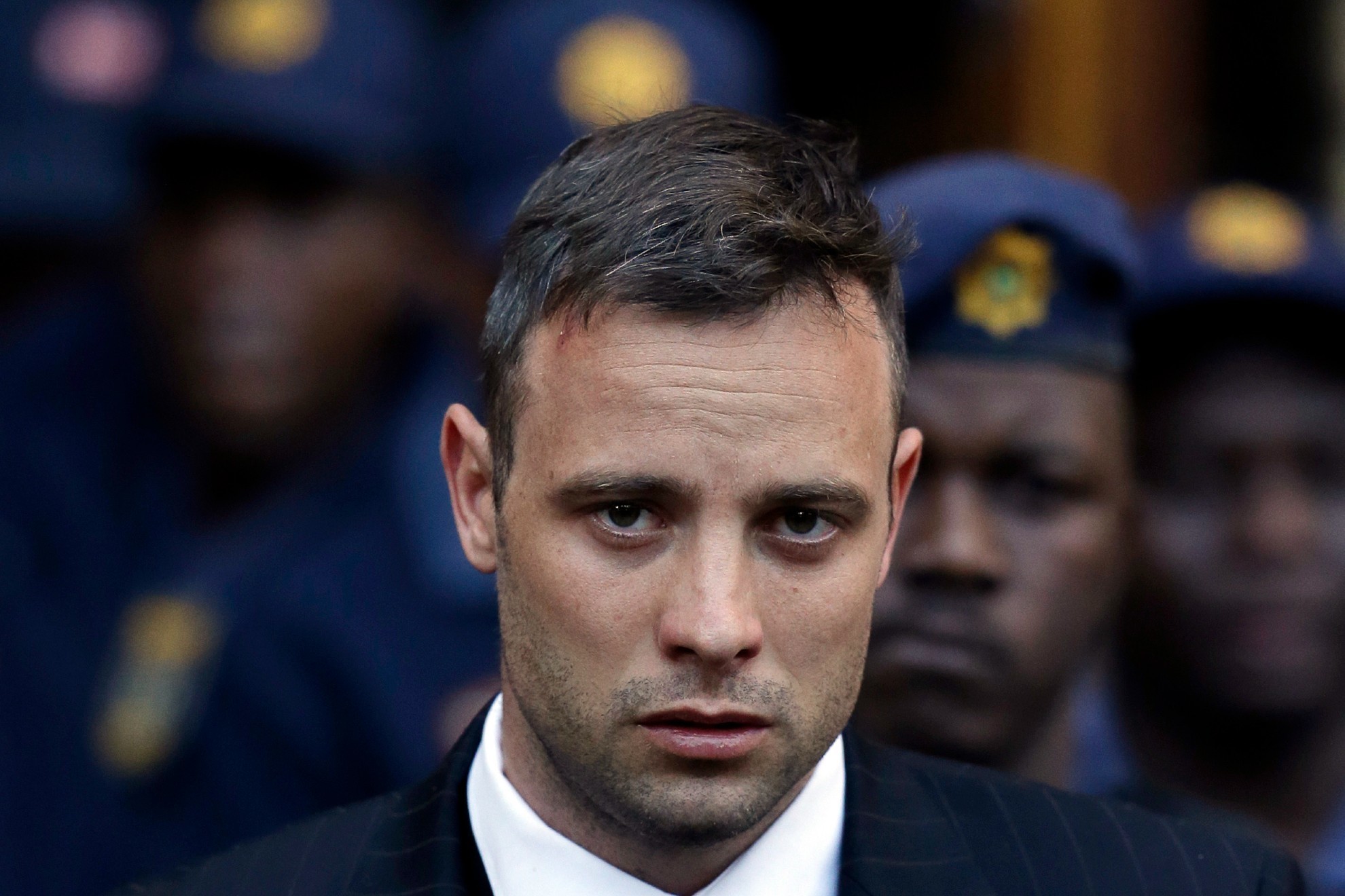 Oscar Pistorius leaves the High Court in Pretoria.